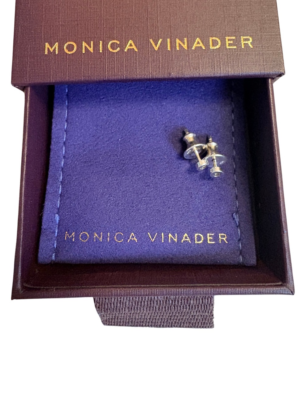 Monica Vinader Lab Diamond Sterling Silver Stud Earrings 925 w/ Box
